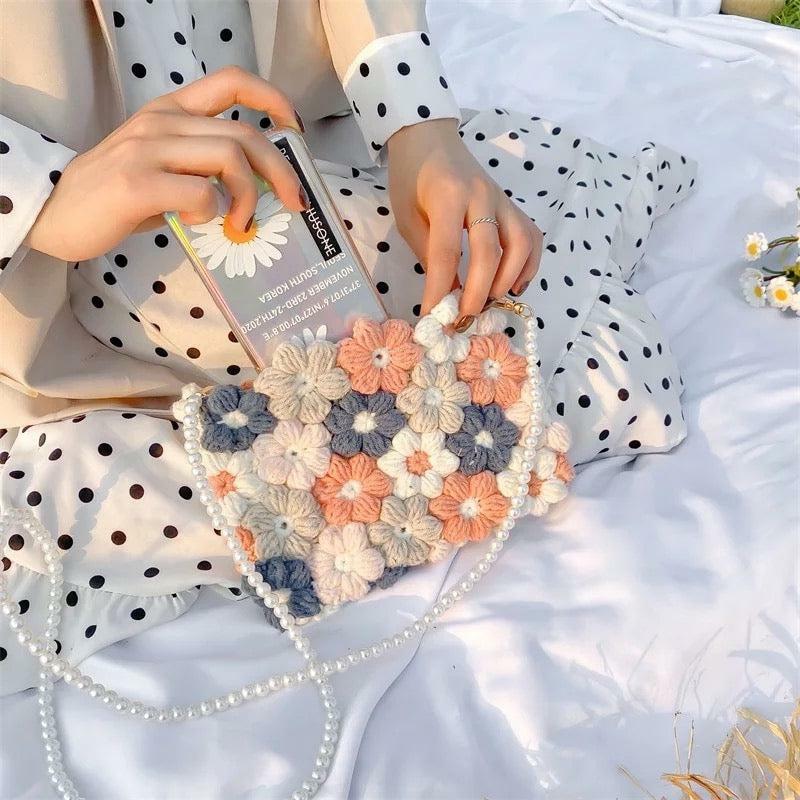 Y2K Flower Crochet Bag - Perfect for Y2K Summer Outfits, 90s Fashion, and Grunge Styles