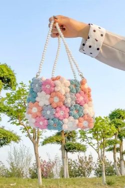 Y2K Flower Crochet Bag - Perfect for Y2K Summer Outfits, 90s Fashion, and Grunge Styles