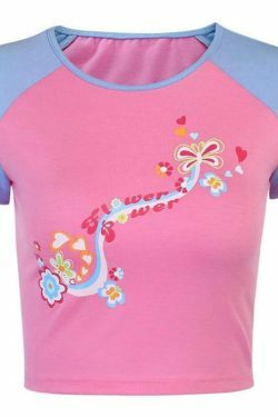 Y2K Flower Power Crop Top - 90s Grunge, Retro Summer, Pastel Goth, Y2K Party Outfit