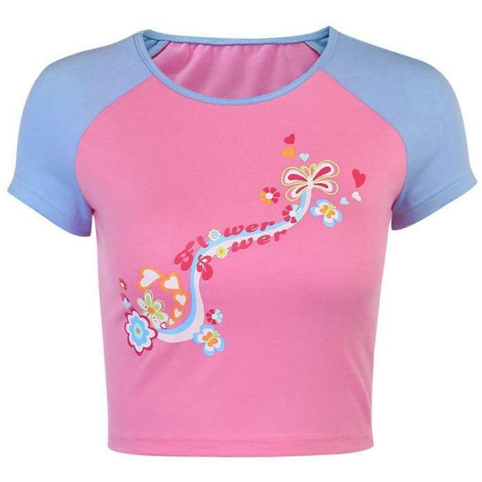 Y2K Flower Power Crop Top - 90s Grunge, Retro Summer, Pastel Goth, Y2K Party Outfit