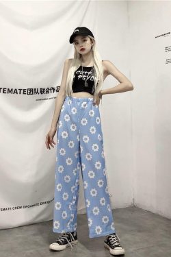 Y2K Flower Print Pants - 90s Grunge Summer Outfit, Retro Y2K Fashion for Women