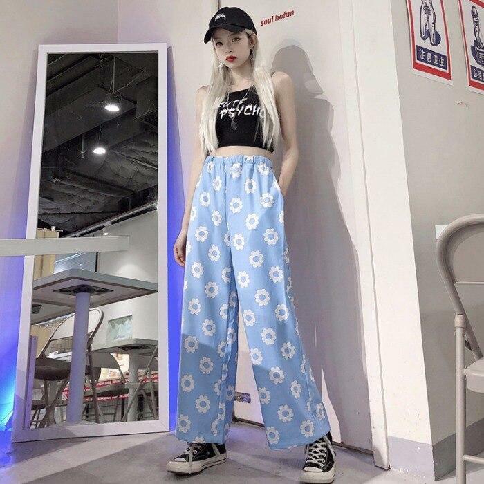 Y2K Flower Print Pants - 90s Grunge Summer Outfit, Retro Y2K Fashion for Women