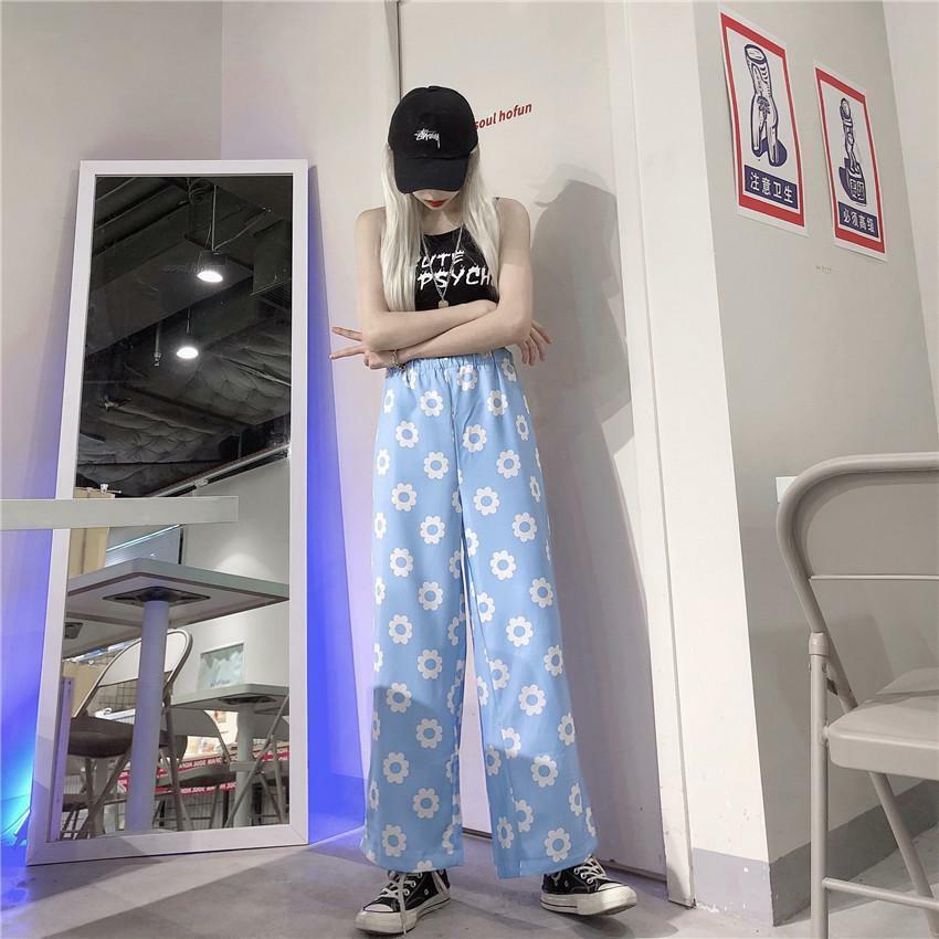 Y2K Flower Print Pants - 90s Grunge Summer Outfit, Retro Y2K Fashion for Women