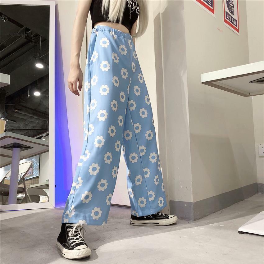 Y2K Flower Print Pants - 90s Grunge Summer Outfit, Retro Y2K Fashion for Women