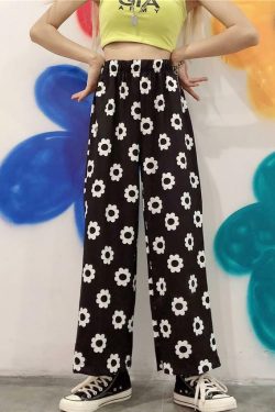 Y2K Flower Print Pants - 90s Grunge Summer Outfit, Retro Y2K Fashion for Women