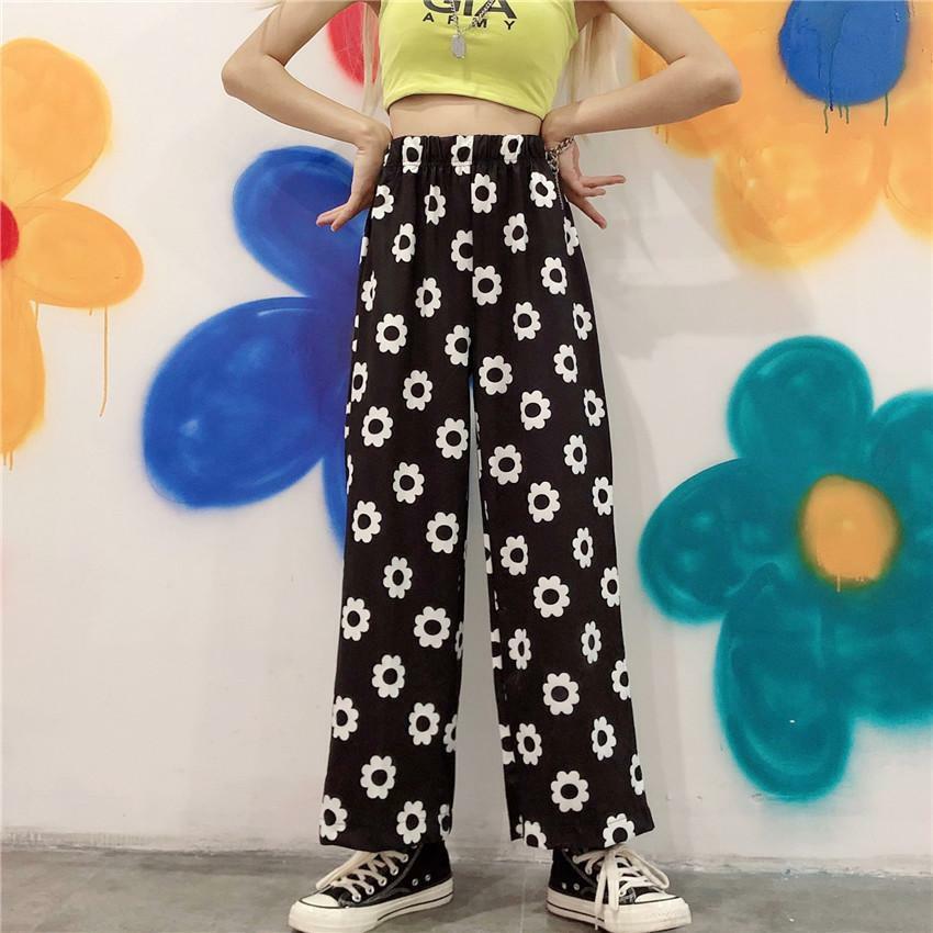 Y2K Flower Print Pants - 90s Grunge Summer Outfit, Retro Y2K Fashion for Women