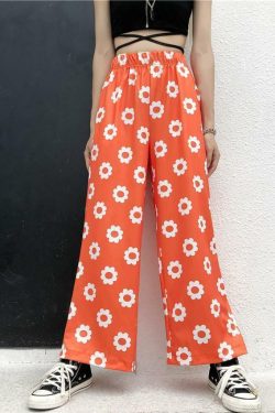 Y2K Flower Print Pants - 90s Grunge Summer Outfit, Retro Y2K Fashion for Women