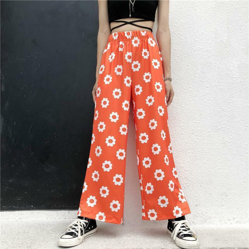 Y2K Flower Print Pants - 90s Grunge Summer Outfit, Retro Y2K Fashion for Women