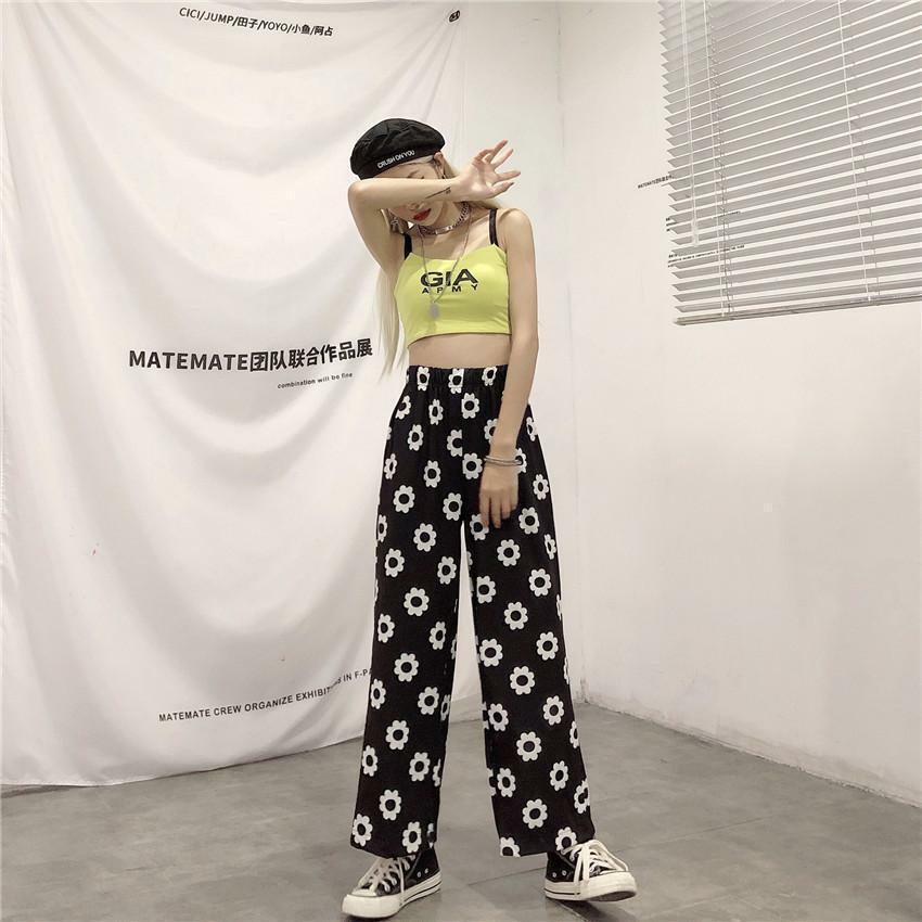 Y2K Flower Print Pants - 90s Grunge Summer Outfit, Retro Y2K Fashion for Women
