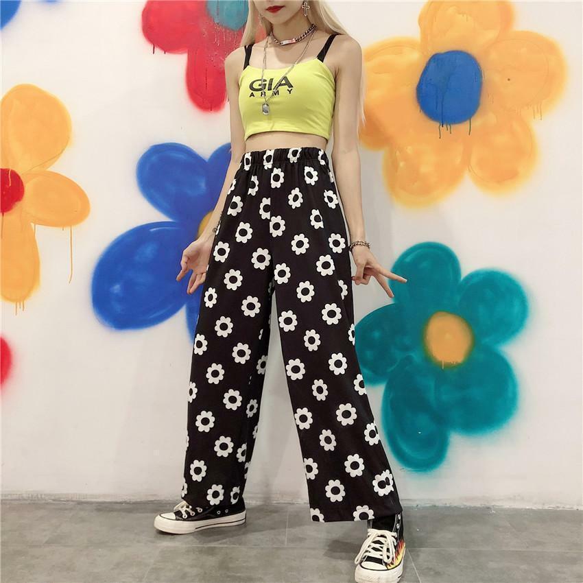 Y2K Flower Print Pants - 90s Grunge Summer Outfit, Retro Y2K Fashion for Women