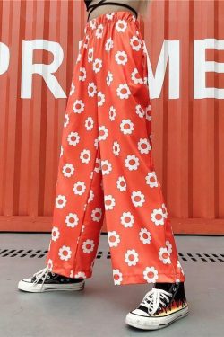 Y2K Flower Print Pants - 90s Grunge Summer Outfit, Retro Y2K Fashion for Women