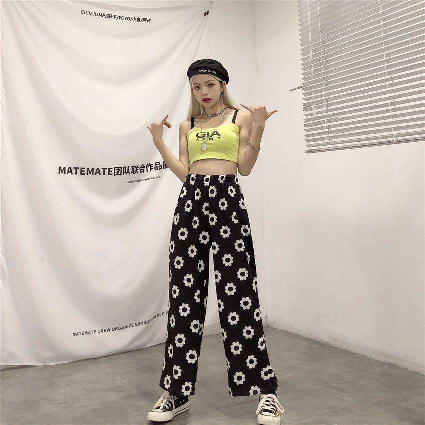 Y2K Flower Print Pants - 90s Grunge Summer Outfit, Retro Y2K Fashion for Women