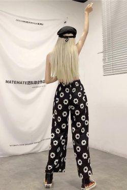 Y2K Flower Print Pants - 90s Grunge Summer Outfit, Retro Y2K Fashion for Women