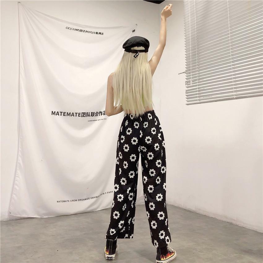Y2K Flower Print Pants - 90s Grunge Summer Outfit, Retro Y2K Fashion for Women