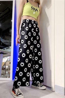 Y2K Flower Print Pants - 90s Grunge Summer Outfit, Retro Y2K Fashion for Women
