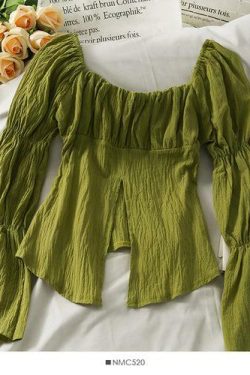 Y2K French Flare Sleeve Blouse - 90s Grunge, Retro Summer, Pastel Goth, Y2K Party Outfit