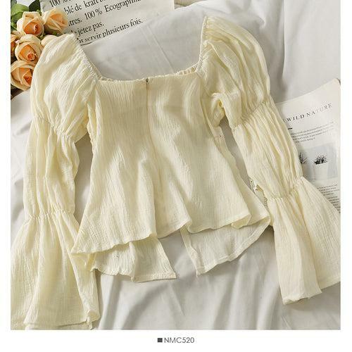 Y2K French Flare Sleeve Blouse - 90s Grunge, Retro Summer, Pastel Goth, Y2K Party Outfit