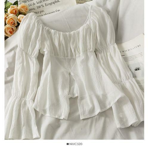 Y2K French Flare Sleeve Blouse - 90s Grunge, Retro Summer, Pastel Goth, Y2K Party Outfit