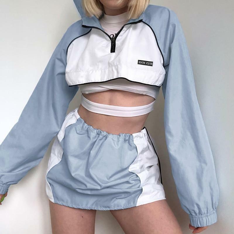 Y2K Full Zip Crop Hoodie - 90s Grunge, Retro, Pastel Goth, Summer & Party Outfits