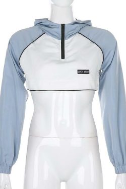 Y2K Full Zip Crop Hoodie - 90s Grunge, Retro, Pastel Goth, Summer & Party Outfits