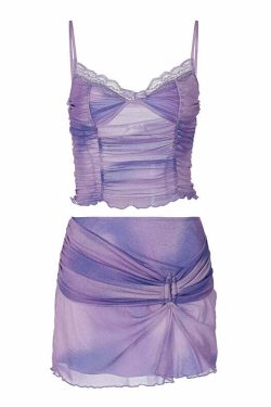Y2K Galaxy Skirt Set - Retro 90s Grunge Outfit, Summer Y2K Fashion, Pastel Goth Vibes