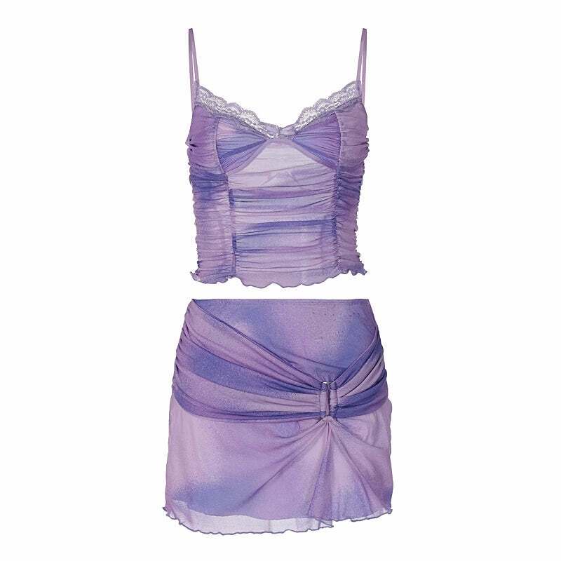 Y2K Galaxy Skirt Set - Retro 90s Grunge Outfit, Summer Y2K Fashion, Pastel Goth Vibes