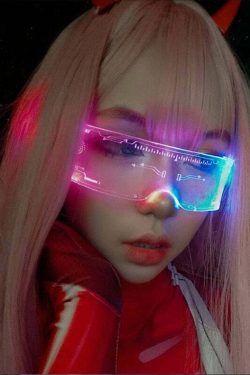 Y2K Gamer Girl LED Sunglasses - Retro 90s Grunge, Hip Hop, and Pastel Goth Fashion