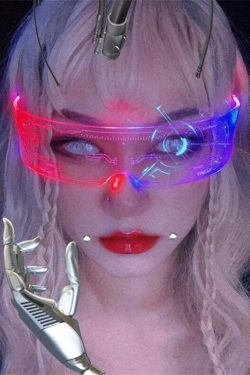 Y2K Gamer Girl LED Sunglasses - Retro 90s Grunge, Hip Hop, and Pastel Goth Fashion