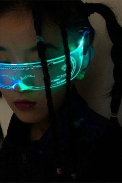 Y2K Gamer Girl LED Sunglasses - Retro 90s Grunge, Hip Hop, and Pastel Goth Fashion
