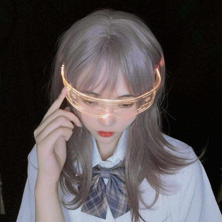 Y2K Gamer Girl LED Sunglasses - Retro 90s Grunge, Hip Hop, and Pastel Goth Fashion