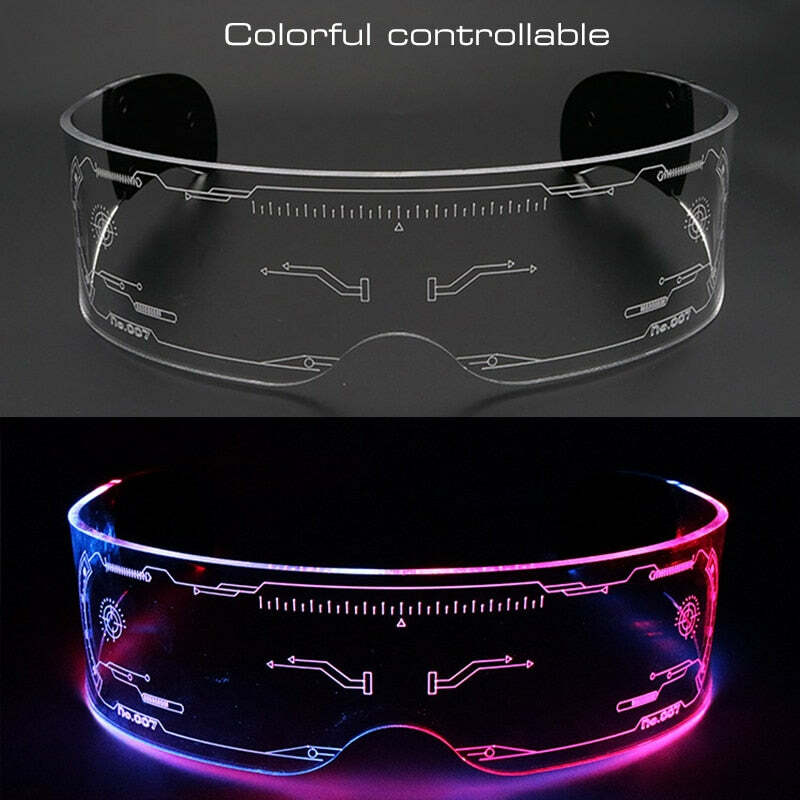 Y2K Gamer Girl LED Sunglasses - Retro 90s Grunge, Hip Hop, and Pastel Goth Fashion