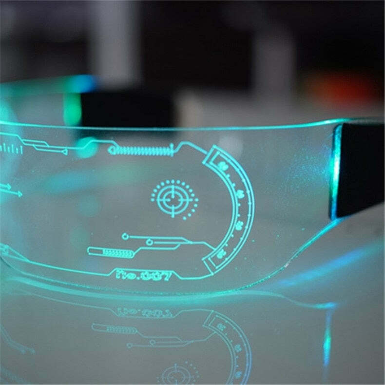 Y2K Gamer Girl LED Sunglasses - Retro 90s Grunge, Hip Hop, and Pastel Goth Fashion