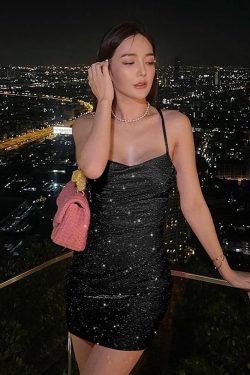 Y2K Glitter Dress - 90s Grunge, Retro Party, Club Outfit, Summer Y2K Fashion for Women