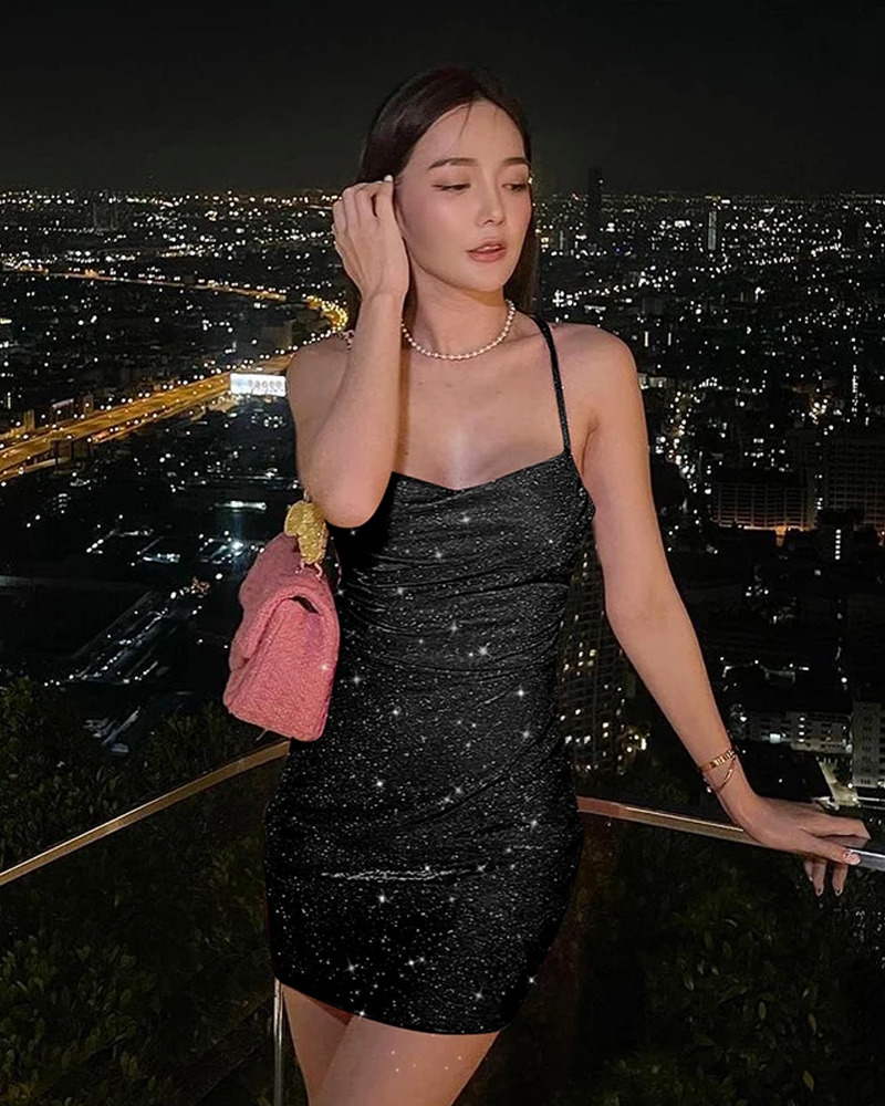 Y2K Glitter Dress - 90s Grunge, Retro Party, Club Outfit, Summer Y2K Fashion for Women