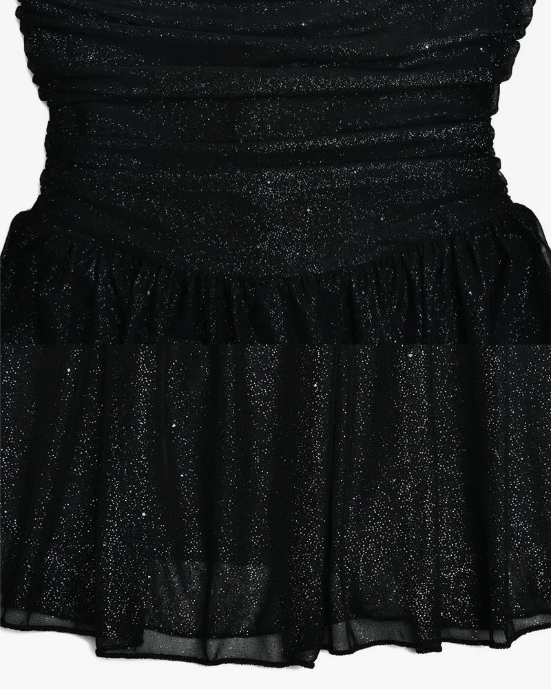 Y2K Glitter Mini Dress - 90s Grunge, Retro Party Outfit, Y2K Club Fashion, Gothic Y2K Style