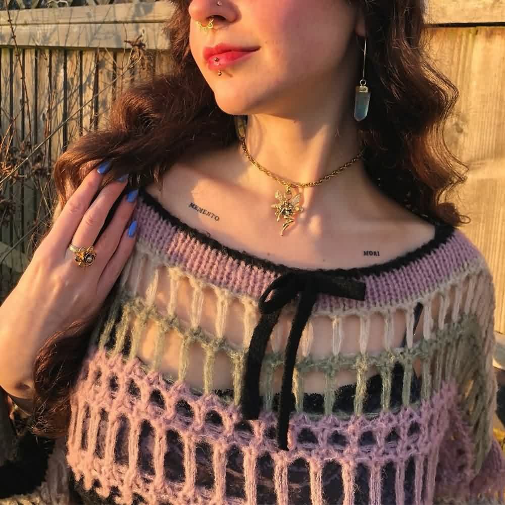 Y2K Goth Grunge Mesh Crop Knit Sweater - 90s Fashion, Retro Style, Y2K Summer Outfits