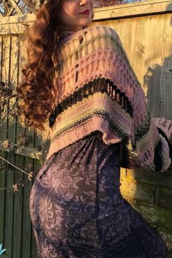 Y2K Goth Grunge Mesh Crop Knit Sweater - 90s Fashion, Retro Style, Y2K Summer Outfits