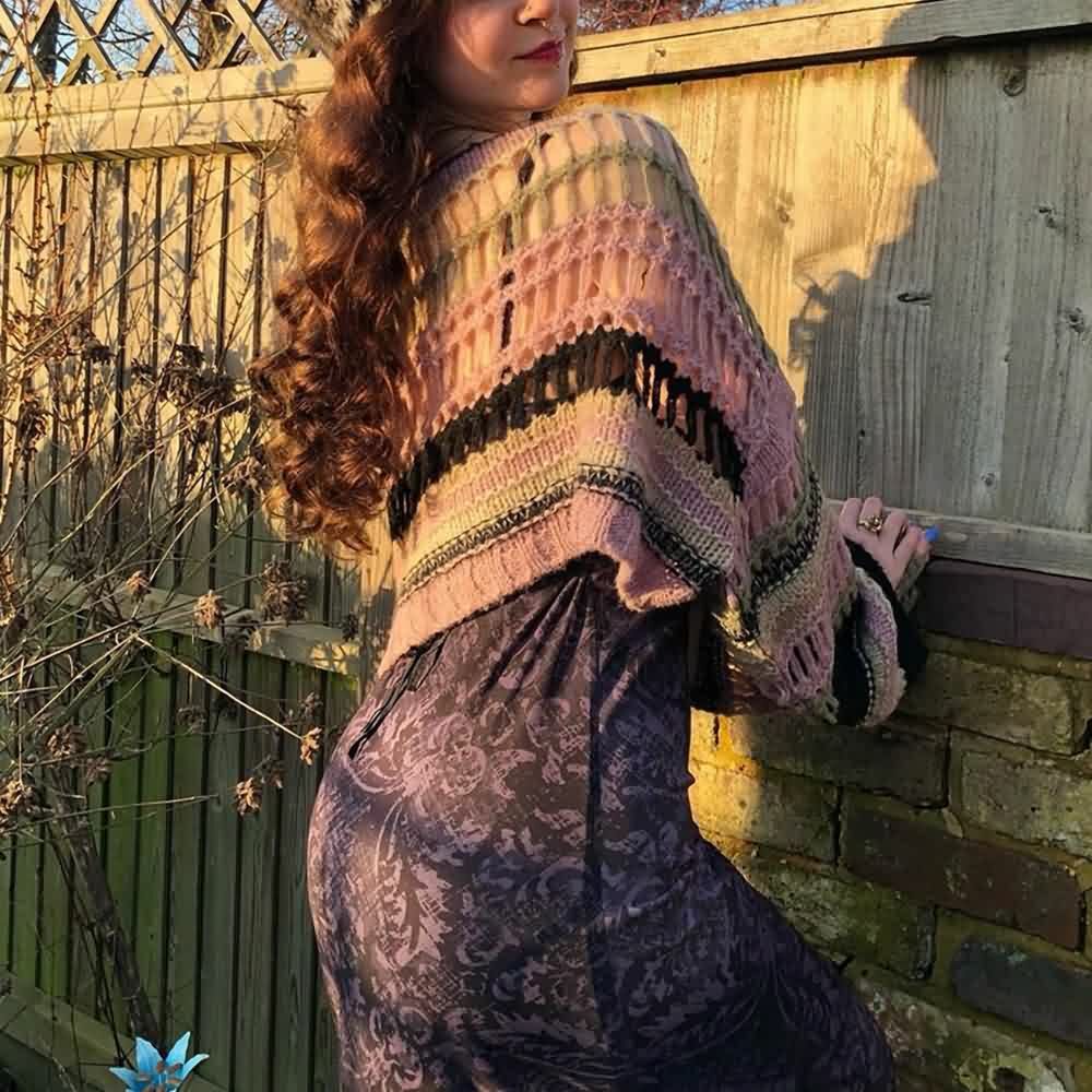 Y2K Goth Grunge Mesh Crop Knit Sweater - 90s Fashion, Retro Style, Y2K Summer Outfits
