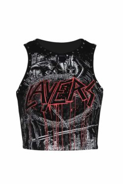 Y2K Goth Punk Crop Tank Top - 90s Grunge, Retro Summer Outfit, Y2K Club & Party Fashion