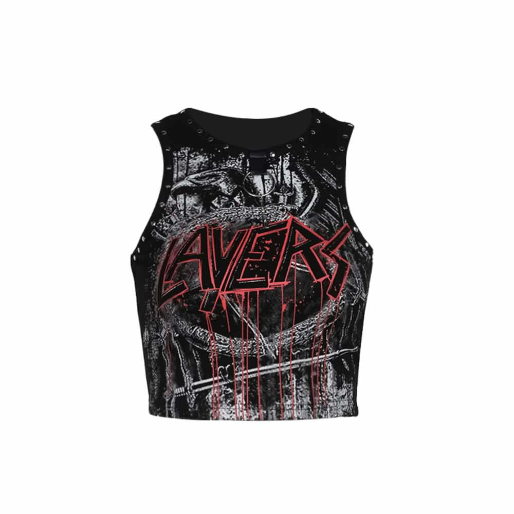 Y2K Goth Punk Crop Tank Top - 90s Grunge, Retro Summer Outfit, Y2K Club & Party Fashion