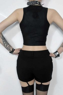 Y2K Goth Punk Crop Tank Top - 90s Grunge, Retro Summer Outfit, Y2K Club & Party Fashion