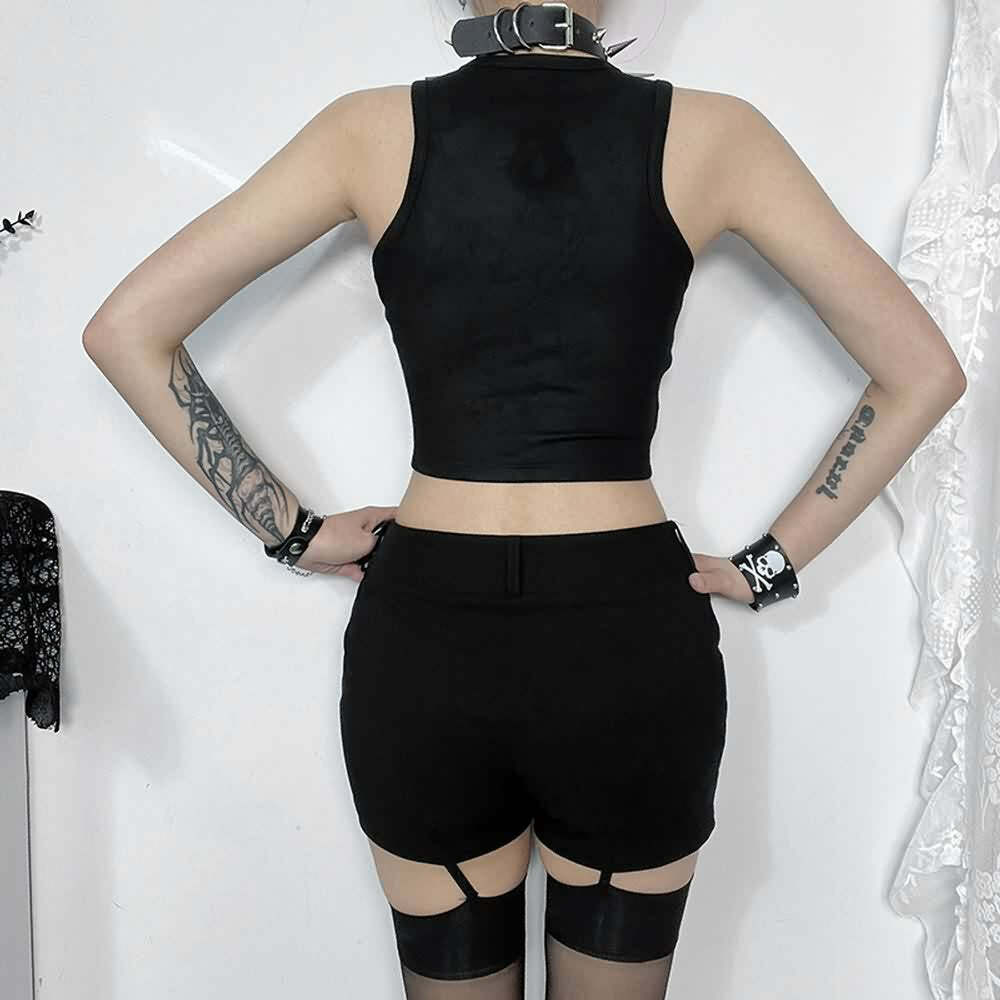 Y2K Goth Punk Crop Tank Top - 90s Grunge, Retro Summer Outfit, Y2K Club & Party Fashion