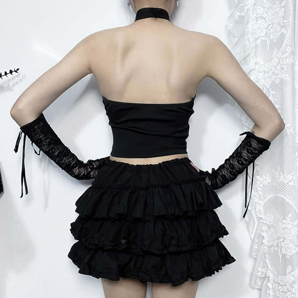 Y2K Goth Punk Halter Crop Top - 90s Grunge, Retro Summer, Y2K Party & Club Outfits
