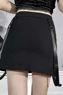 Y2K Goth Zip Slit Mini Skirt - Retro 90s Grunge, Summer Party, Club & Popstar Outfits