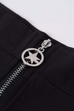 Y2K Gothic Aesthetic Black Skirt with Straps - Perfect for 90s Grunge and Retro Summer Outfits