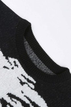 Y2K Gothic Aesthetic Skeleton Sweater - Retro 90s Grunge, Pastel Goth, Y2K Fashion Outfit