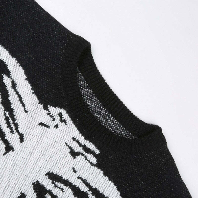 Y2K Gothic Aesthetic Skeleton Sweater - Retro 90s Grunge, Pastel Goth, Y2K Fashion Outfit