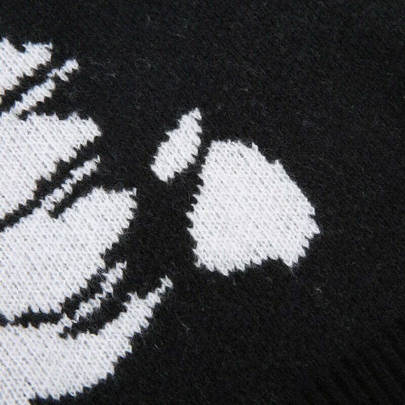 Y2K Gothic Aesthetic Skeleton Sweater - Retro 90s Grunge, Pastel Goth, Y2K Fashion Outfit