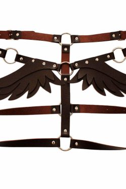 Y2K Gothic Angel Wings Harness Straps - Black | 90s Grunge E-Girl Fashion Accessory