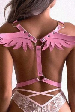 Y2K Gothic Angel Wings Harness Straps - Pink | E-Girl Grunge 90s Fashion Retro Style